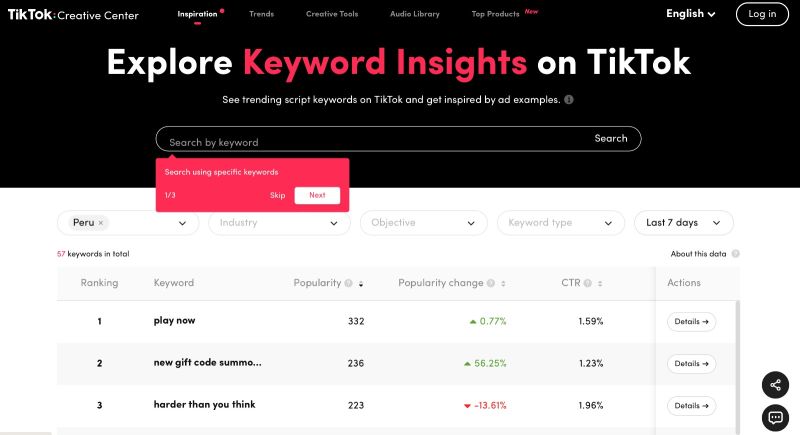 TikTok suma una nueva herramienta para conocer qué keywords pueden posicionar mejor un contenido